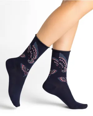 6435 Velvety Butterfly Socks Black