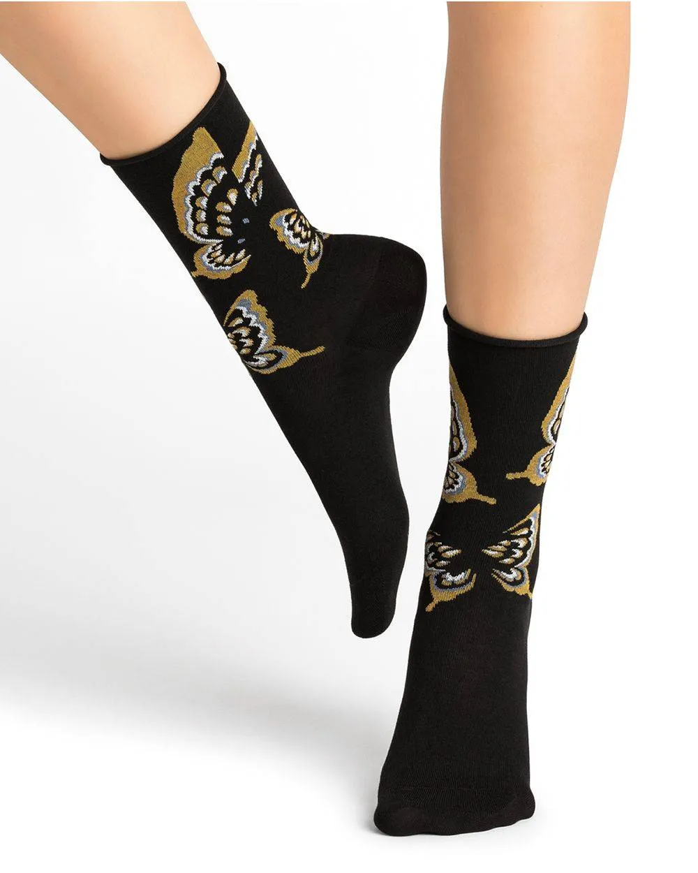 6435 Velvety Butterfly Socks Black