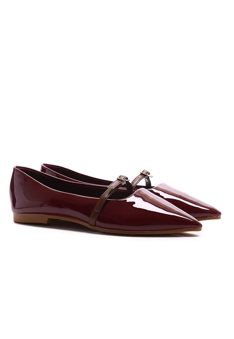 Aileen Patent Flats & Ballerina (Maroon)