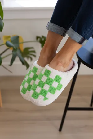 AVE SHOPS- Checked Out Slippers in Green