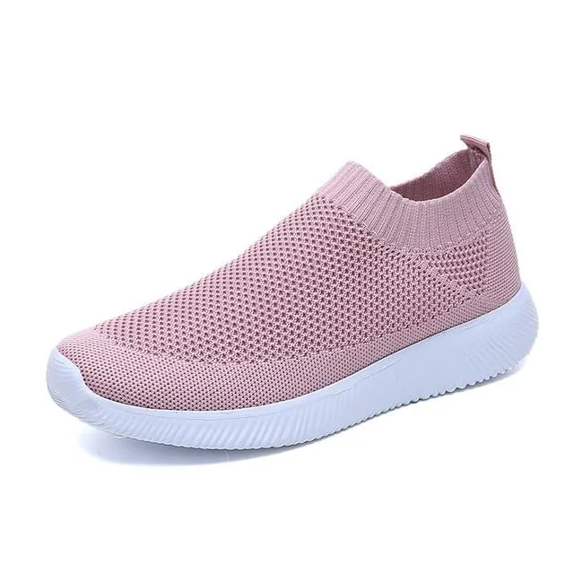 breathable air mesh sneakers women spring summer slip knitting flats soft walking shoes woman girls