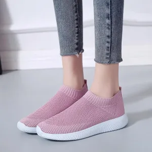 breathable air mesh sneakers women spring summer slip knitting flats soft walking shoes woman girls
