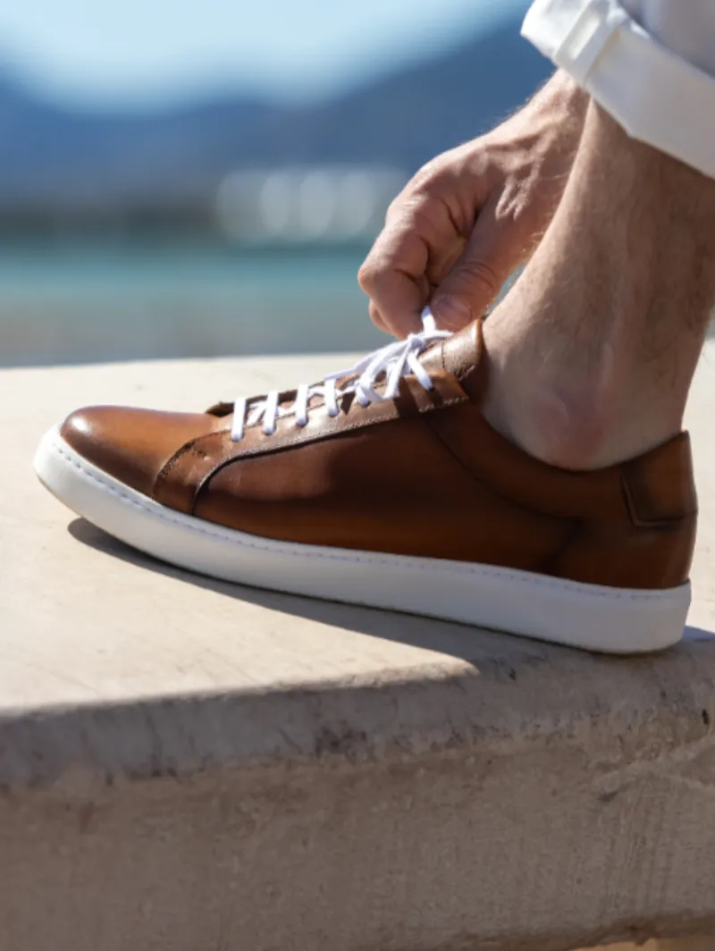 Calfskin Sneakers - Camel Patina