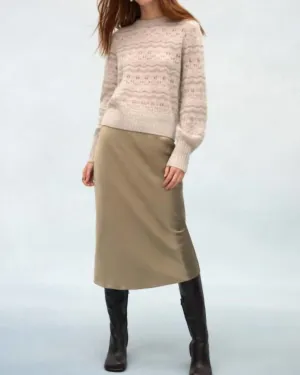Cashmere Lace Stitch Crewneck in Neutral Combo | Neutral Combo