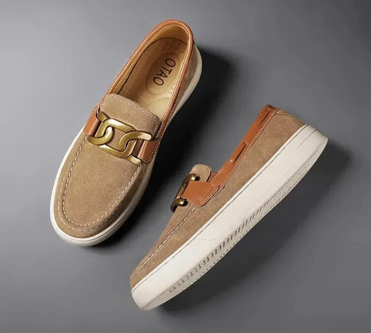 Classic Solid Color Buckle Slip On Loafers
