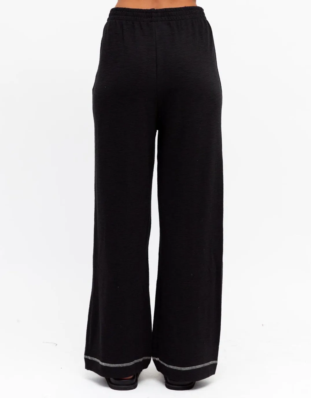 Contrast Stitch Pants - Black