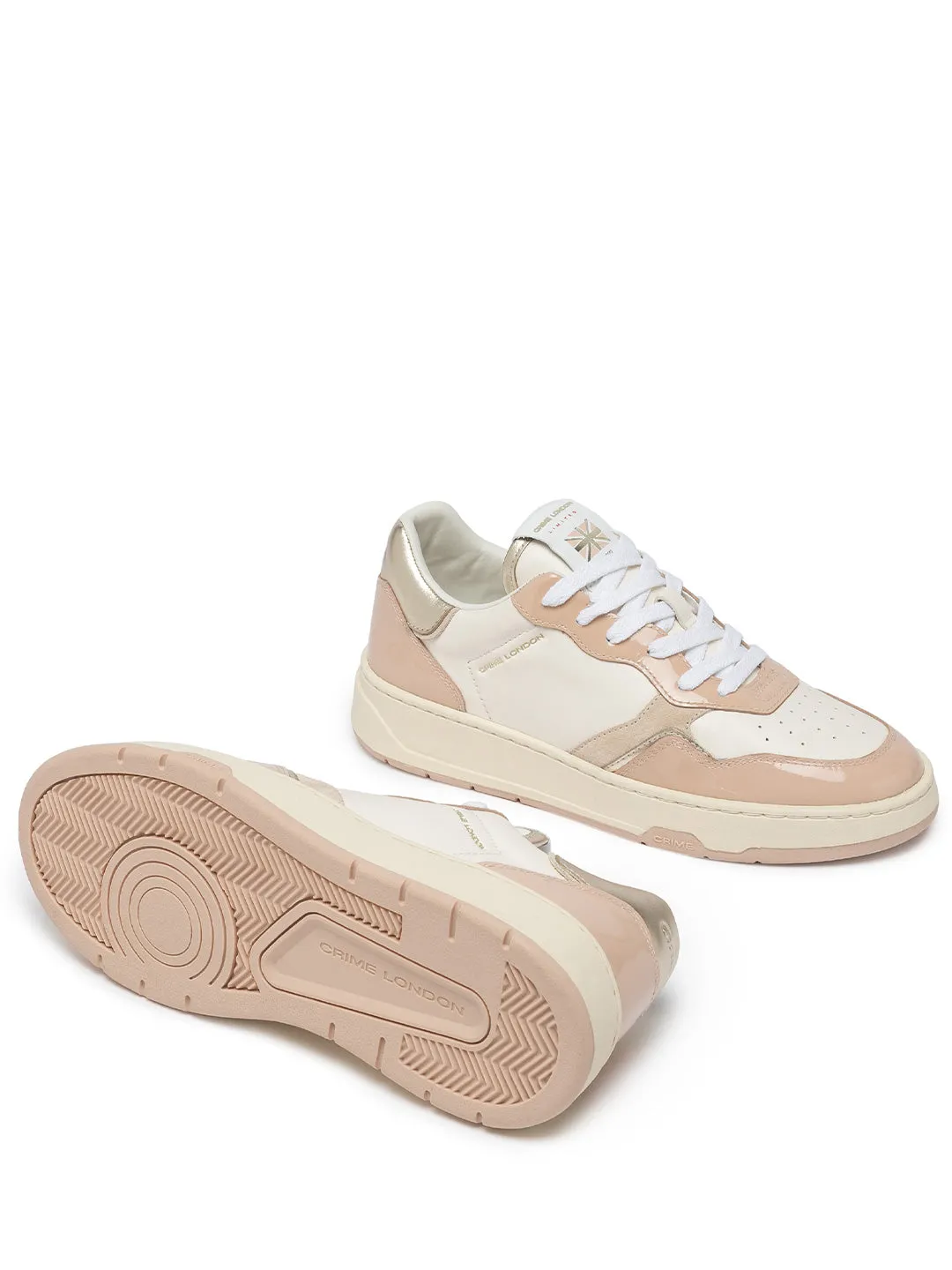 Crime Timeless Nude Sunglow sneakers bianco con tab oro