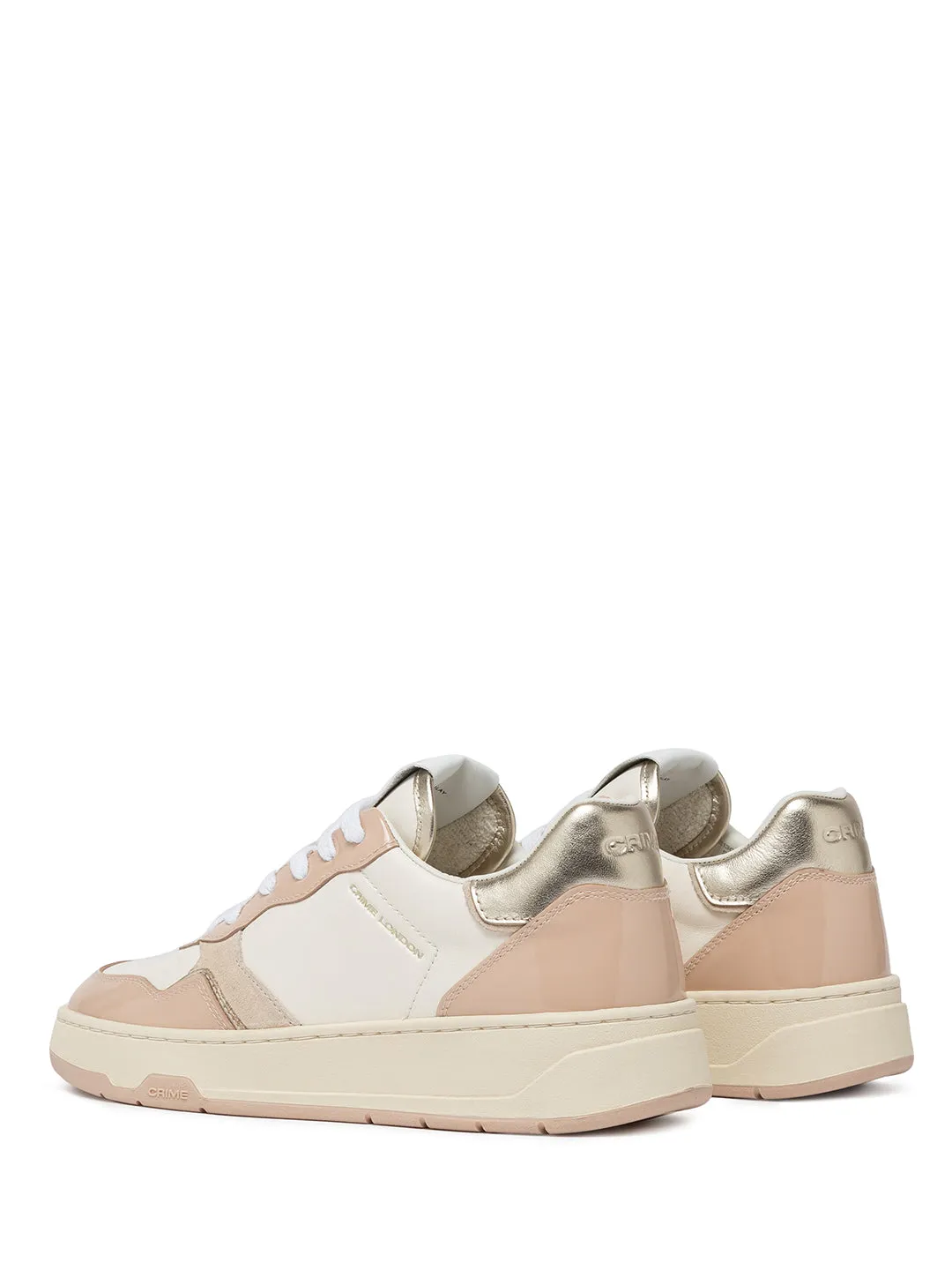 Crime Timeless Nude Sunglow sneakers bianco con tab oro