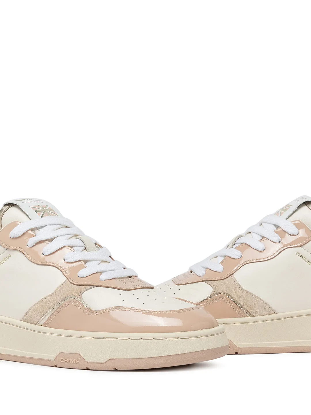 Crime Timeless Nude Sunglow sneakers bianco con tab oro