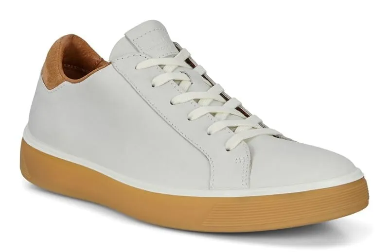 Ecco Men's Street Tray Sneakers- White/ Cashmere