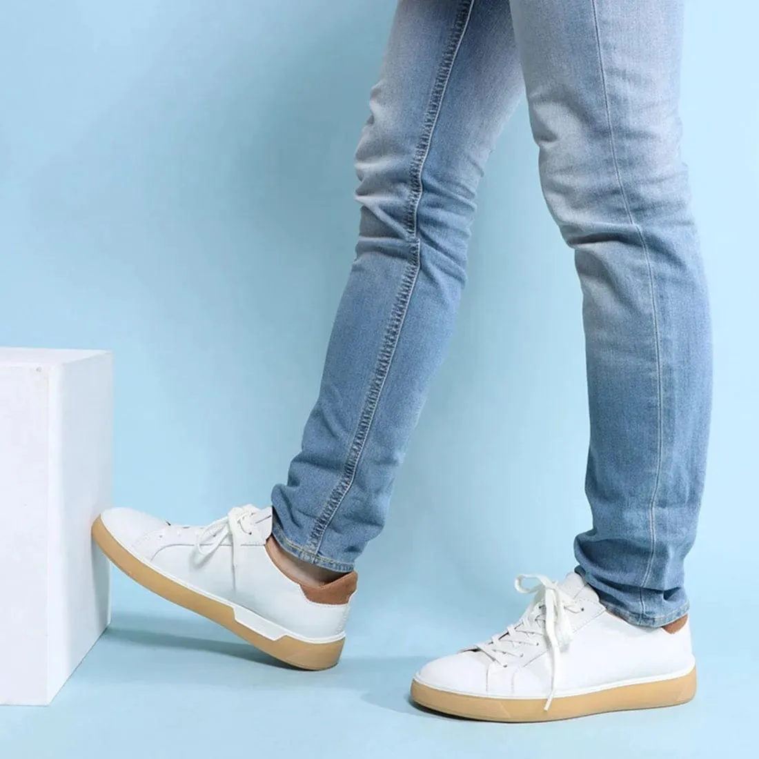 Ecco Men's Street Tray Sneakers- White/ Cashmere