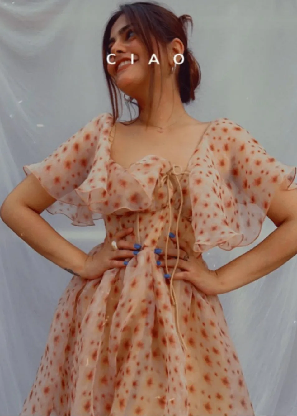 Elise Floral Off-the-Shoulder Organza Corset Dress