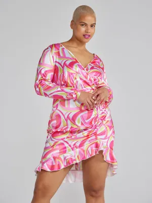 Fashion To Figure - Heather Print Ruffle Hem Dress