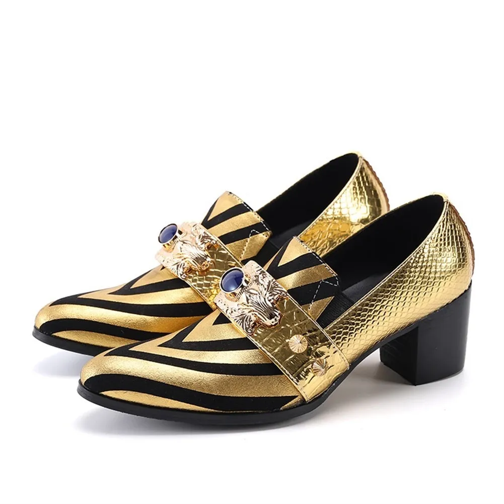 Golden Two Tones V Strips Heels