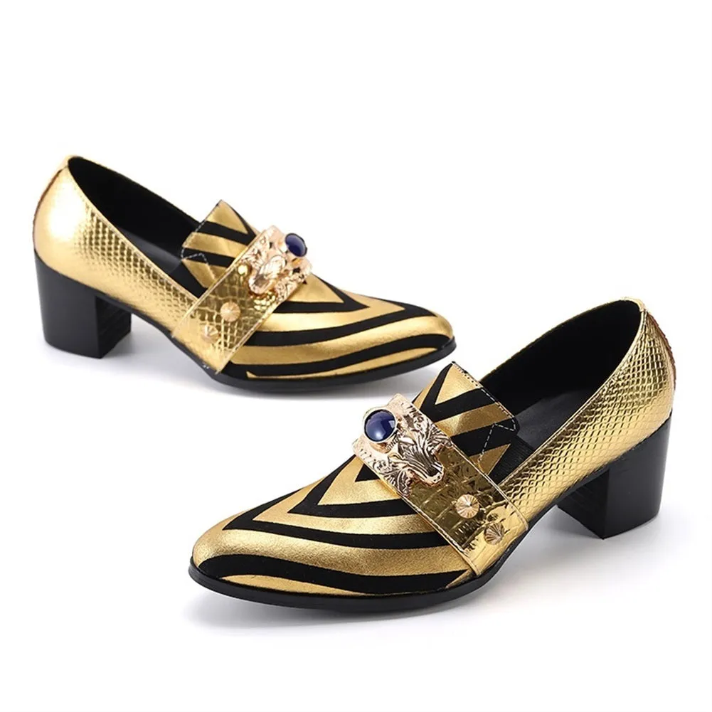 Golden Two Tones V Strips Heels