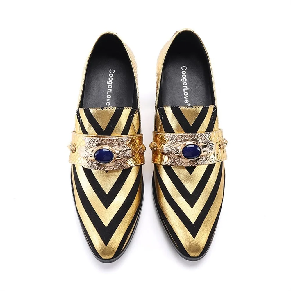 Golden Two Tones V Strips Heels