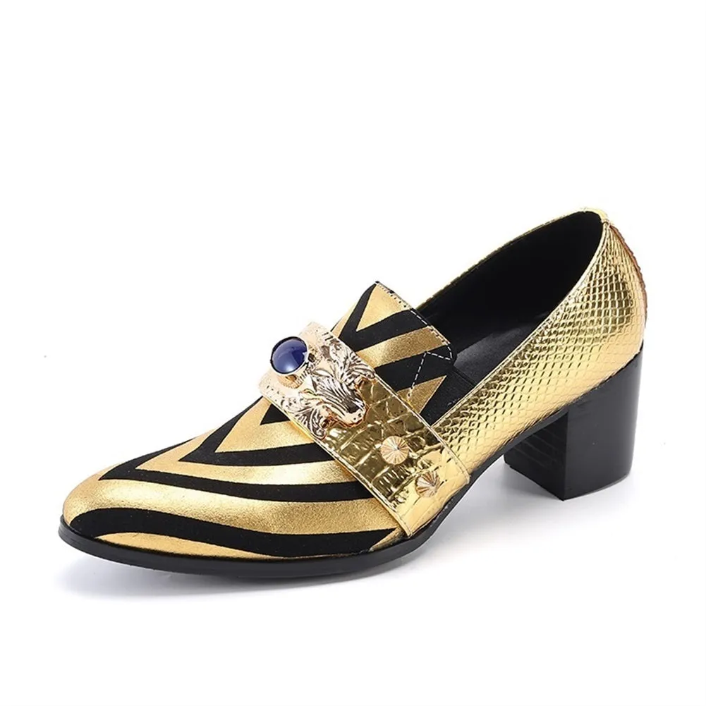 Golden Two Tones V Strips Heels