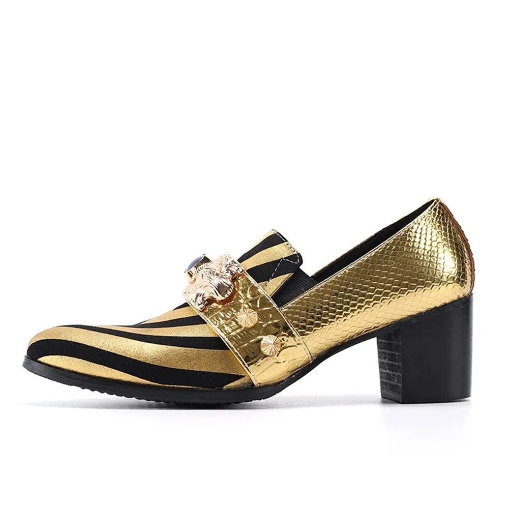Golden Two Tones V Strips Heels