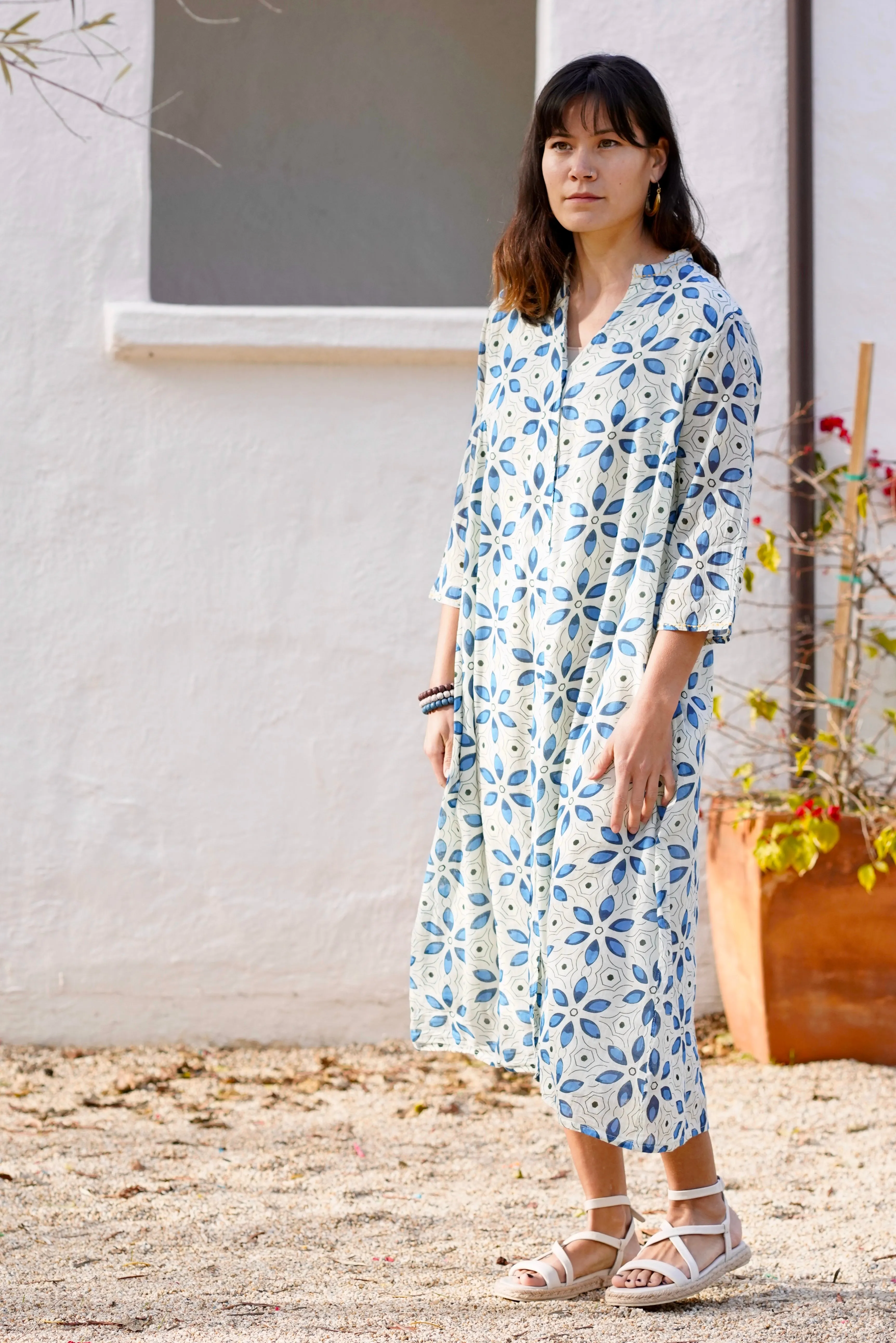 Heather Cotton Dress Pink Blue