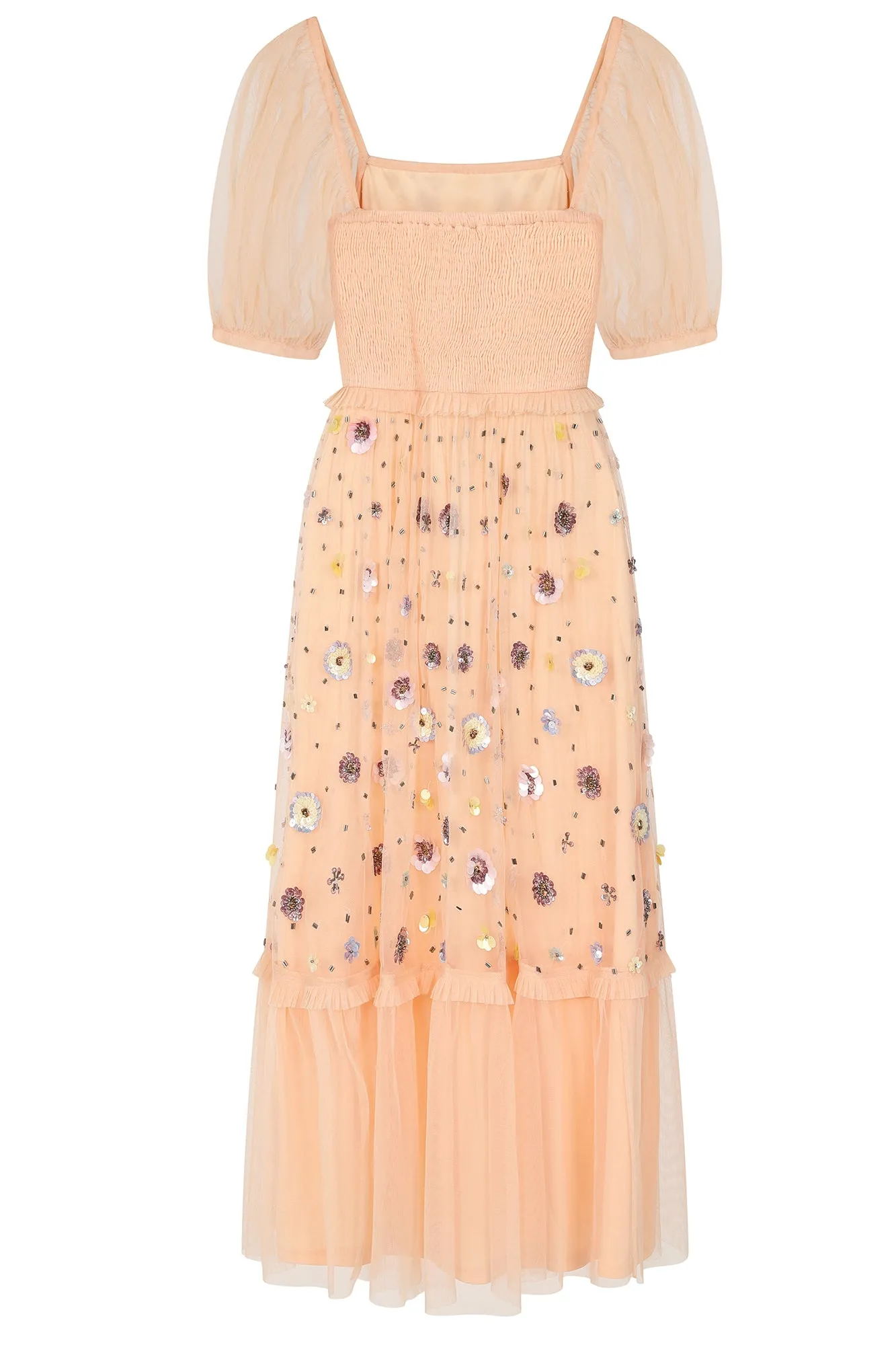 Jalin Almond Floral Embellished Square Neck Midi Dress