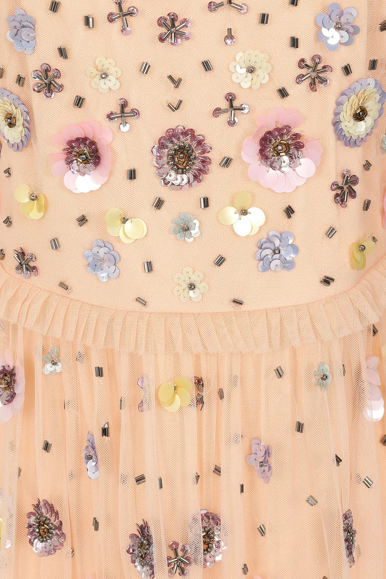 Jalin Almond Floral Embellished Square Neck Midi Dress