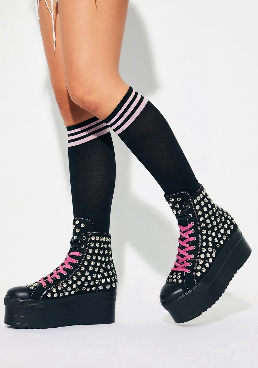 Jeweled Ghoul Studded High Top Sneakers
