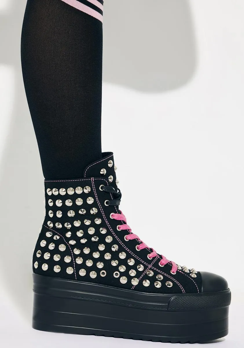 Jeweled Ghoul Studded High Top Sneakers