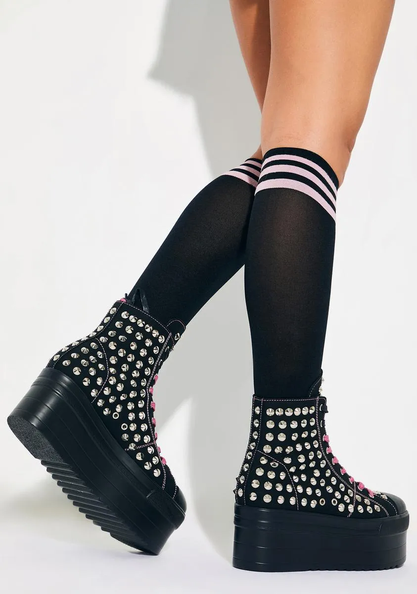 Jeweled Ghoul Studded High Top Sneakers
