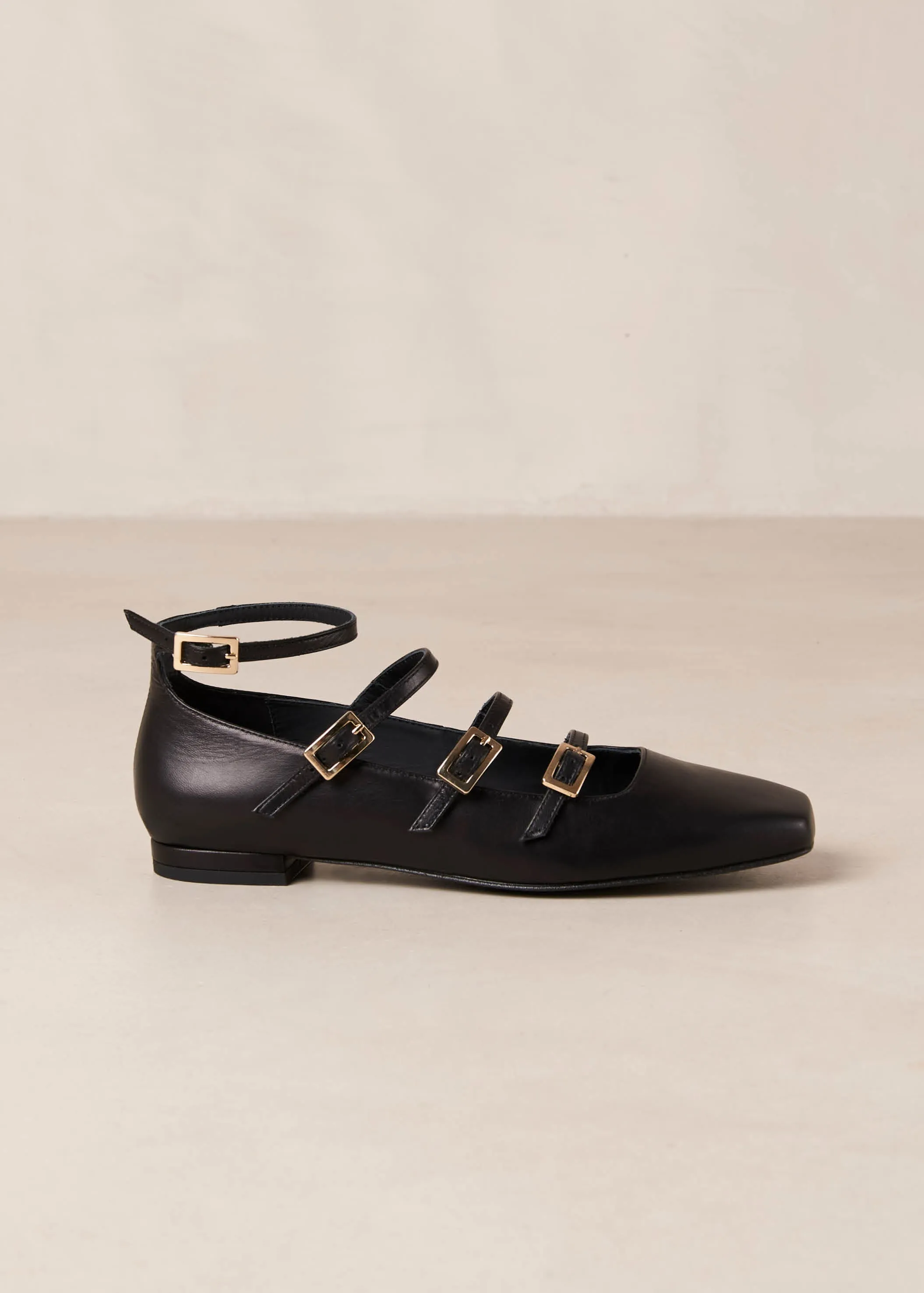 Luke Black Leather Ballet Flats