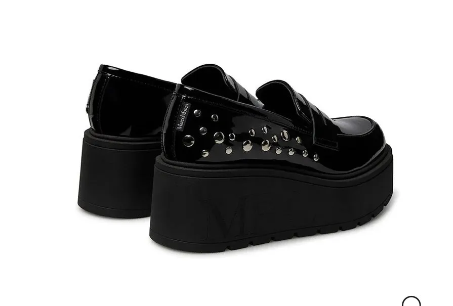 Marco Moreo black patent platform loafer