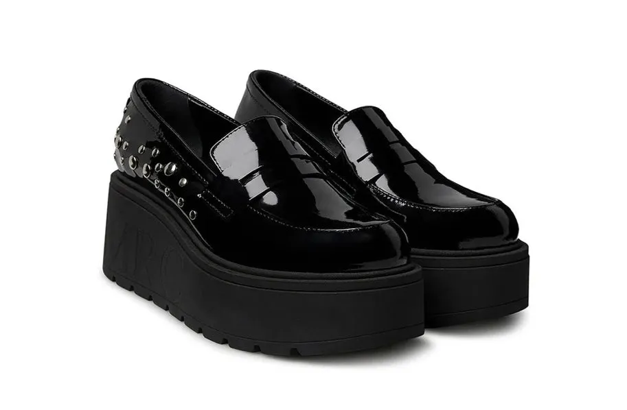 Marco Moreo black patent platform loafer