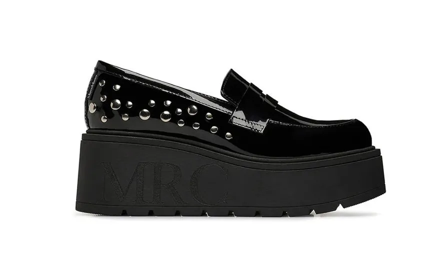 Marco Moreo black patent platform loafer