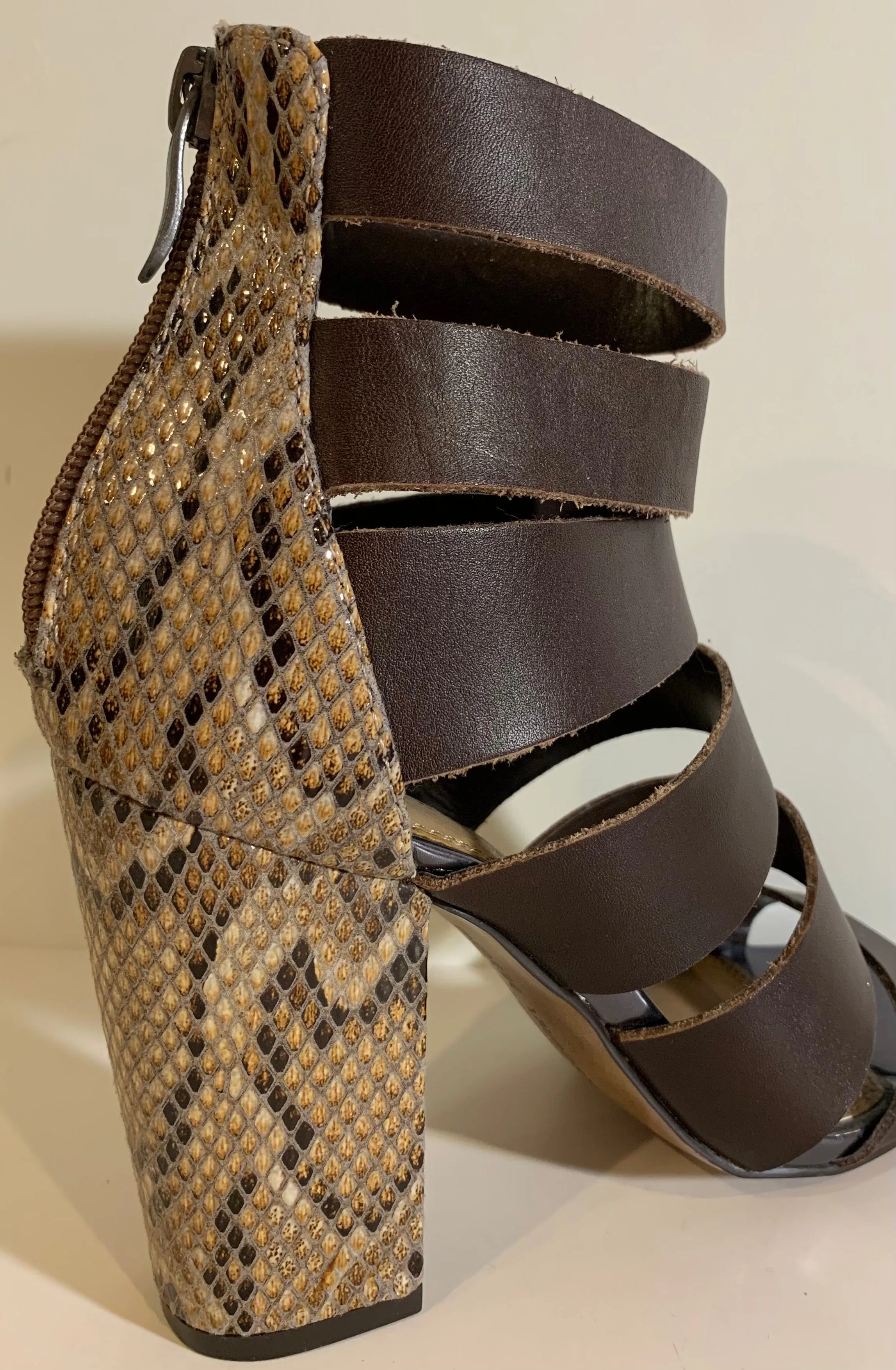 Multi Strap Brown Heeled Sandal | Chinese Laundry