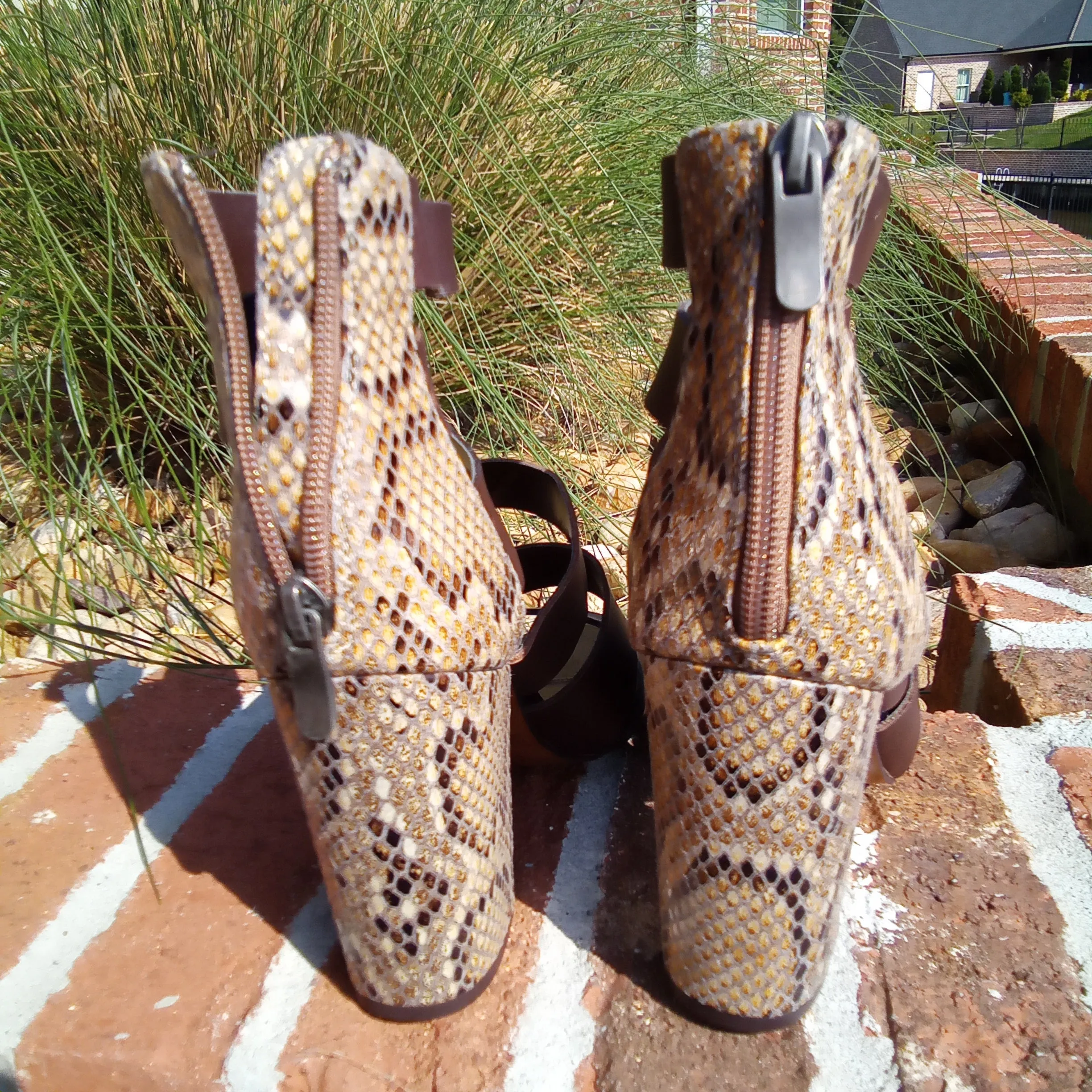 Multi Strap Brown Heeled Sandal | Chinese Laundry