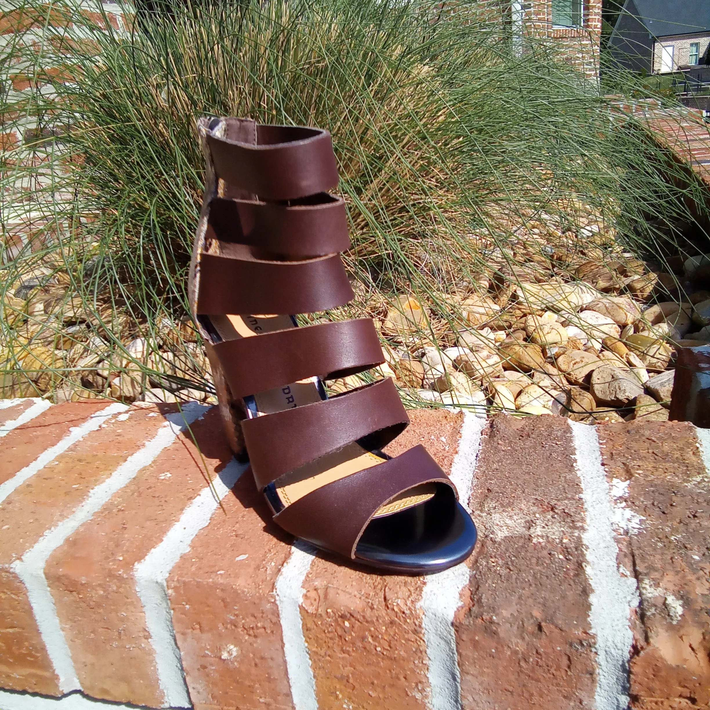 Multi Strap Brown Heeled Sandal | Chinese Laundry