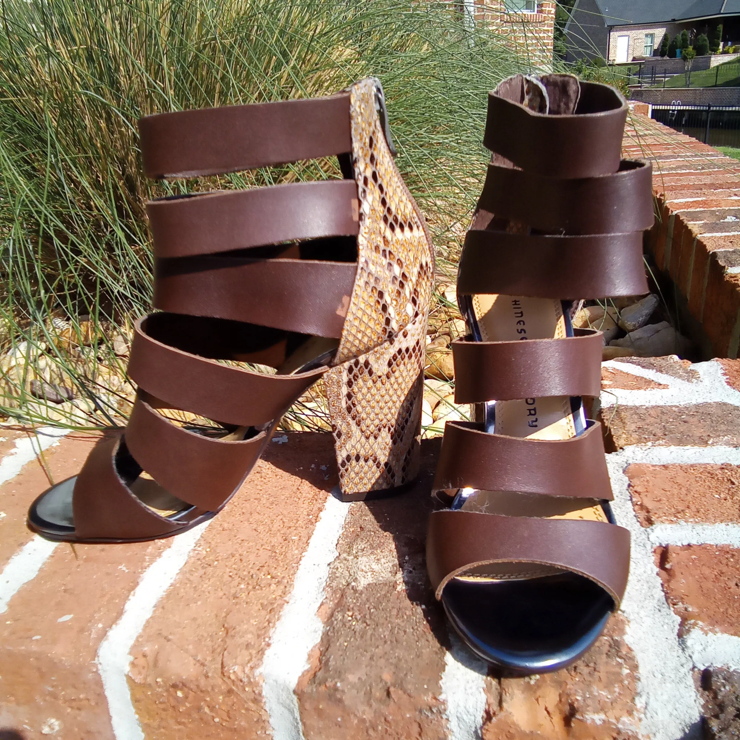 Multi Strap Brown Heeled Sandal | Chinese Laundry