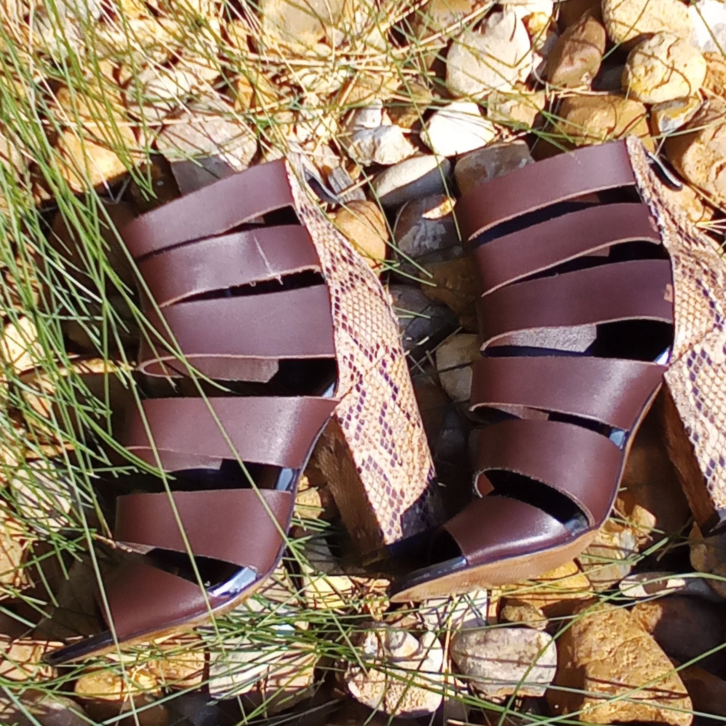 Multi Strap Brown Heeled Sandal | Chinese Laundry