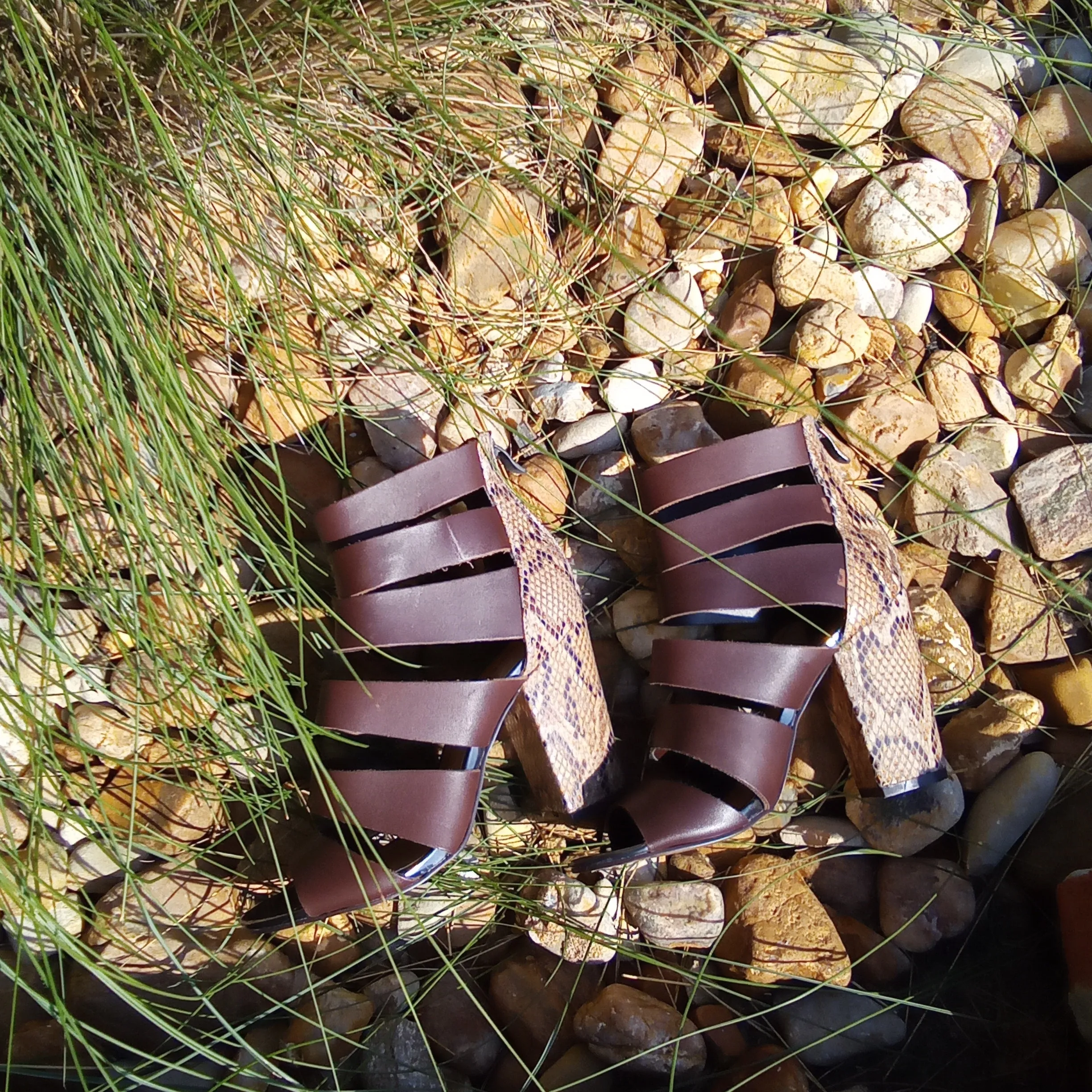 Multi Strap Brown Heeled Sandal | Chinese Laundry