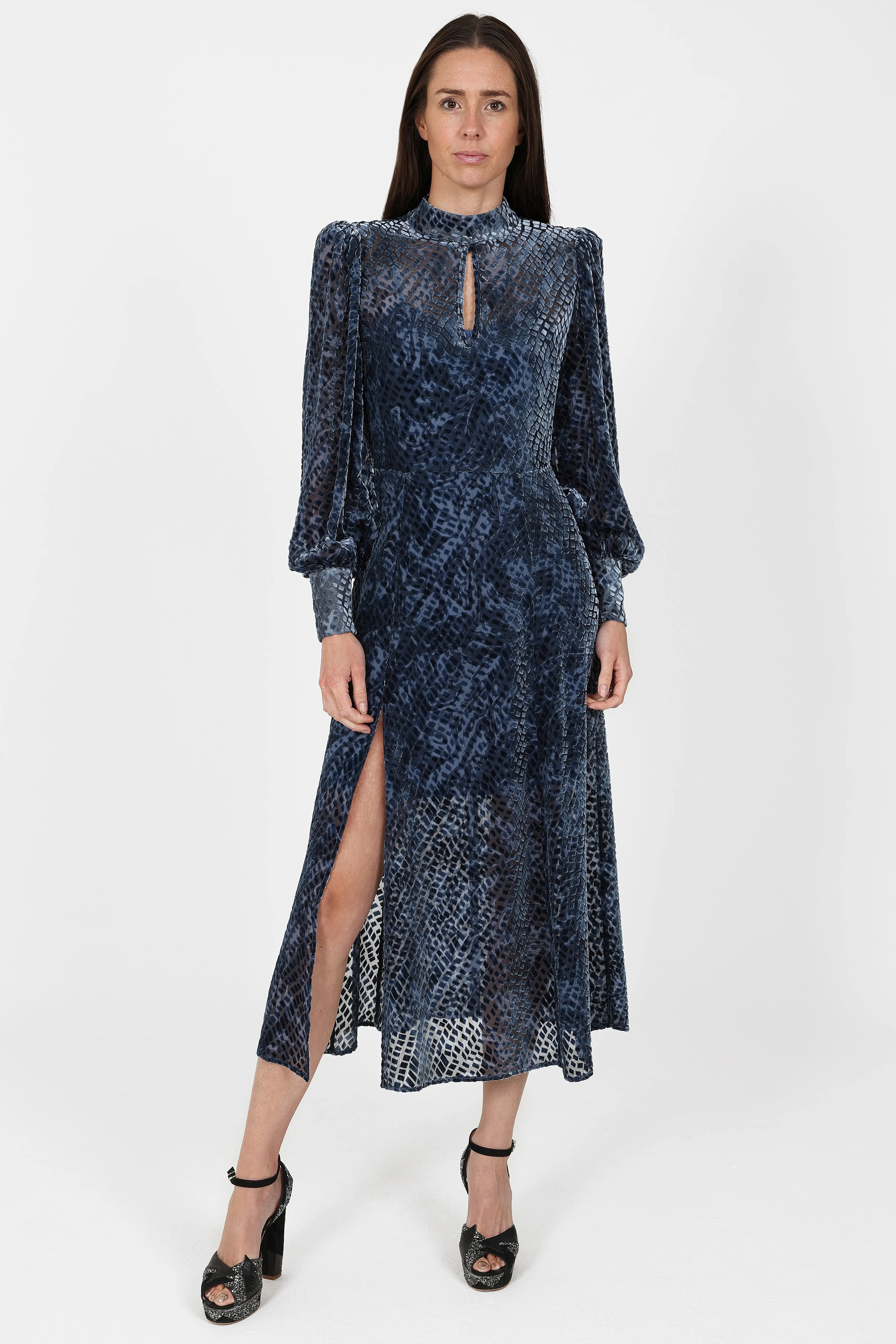 Paris Dress Navy Burnout