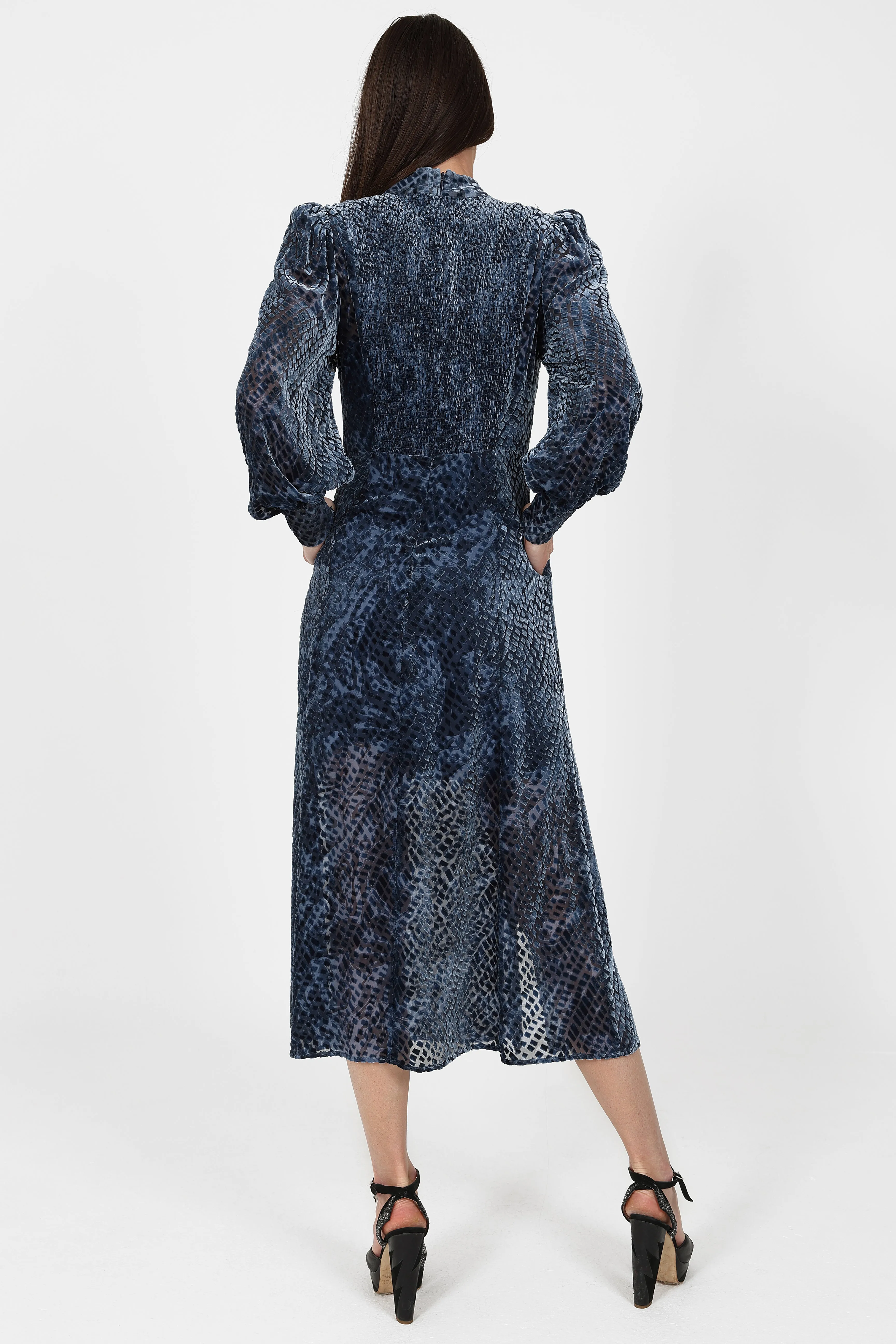 Paris Dress Navy Burnout
