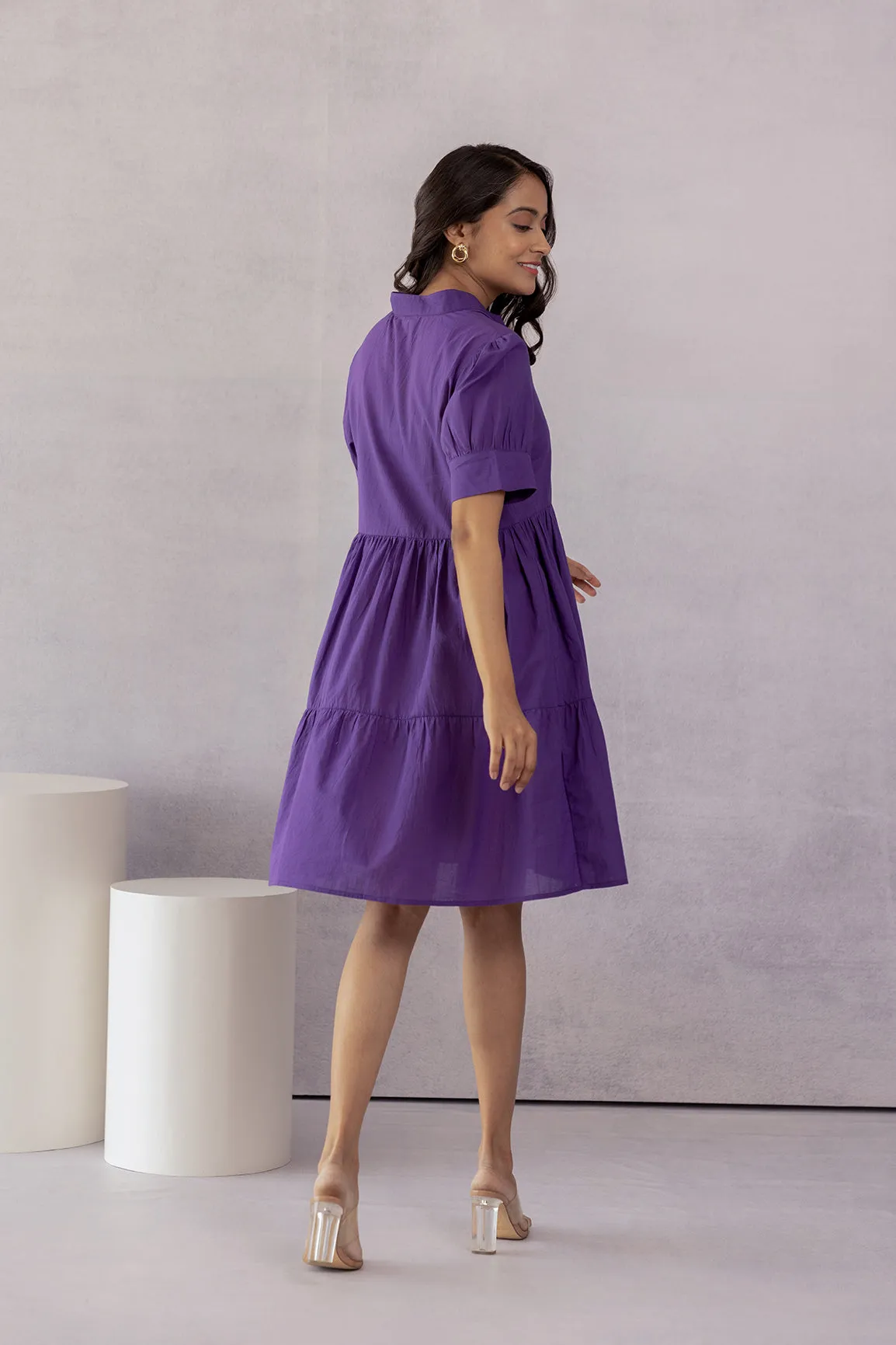 PURPLE COTTON MIDI DRESS