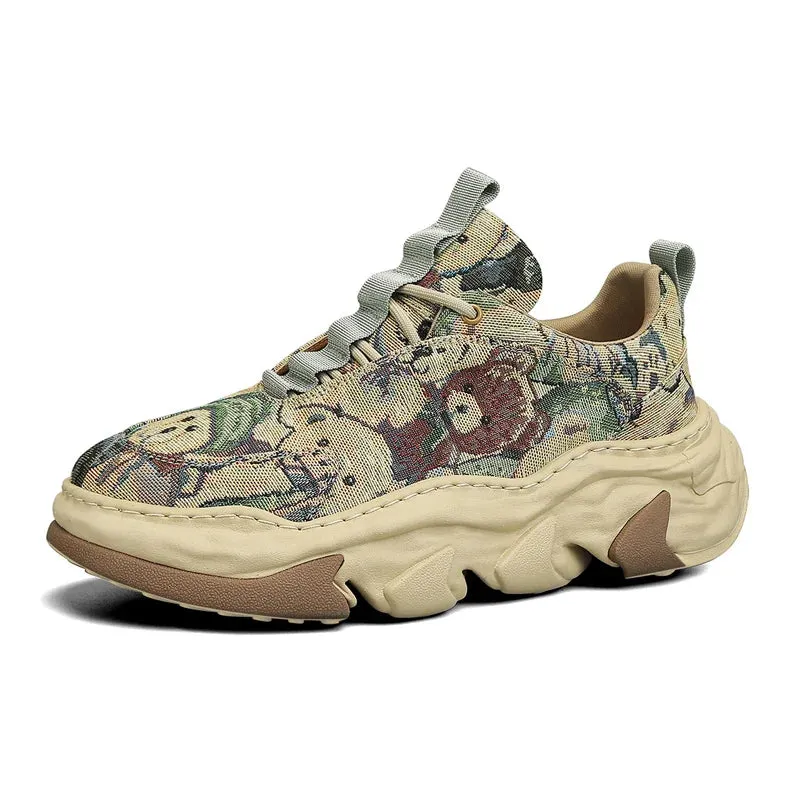 Retro Men’s Casual Sneakers 2023 – Breathable Chunky Platform Shoes, Designer Height-Increasing Trainers