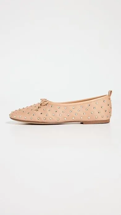 Sam Edelman Ari Beechwood Gem Slip On Pointed Toe Flexible Ballet Flats