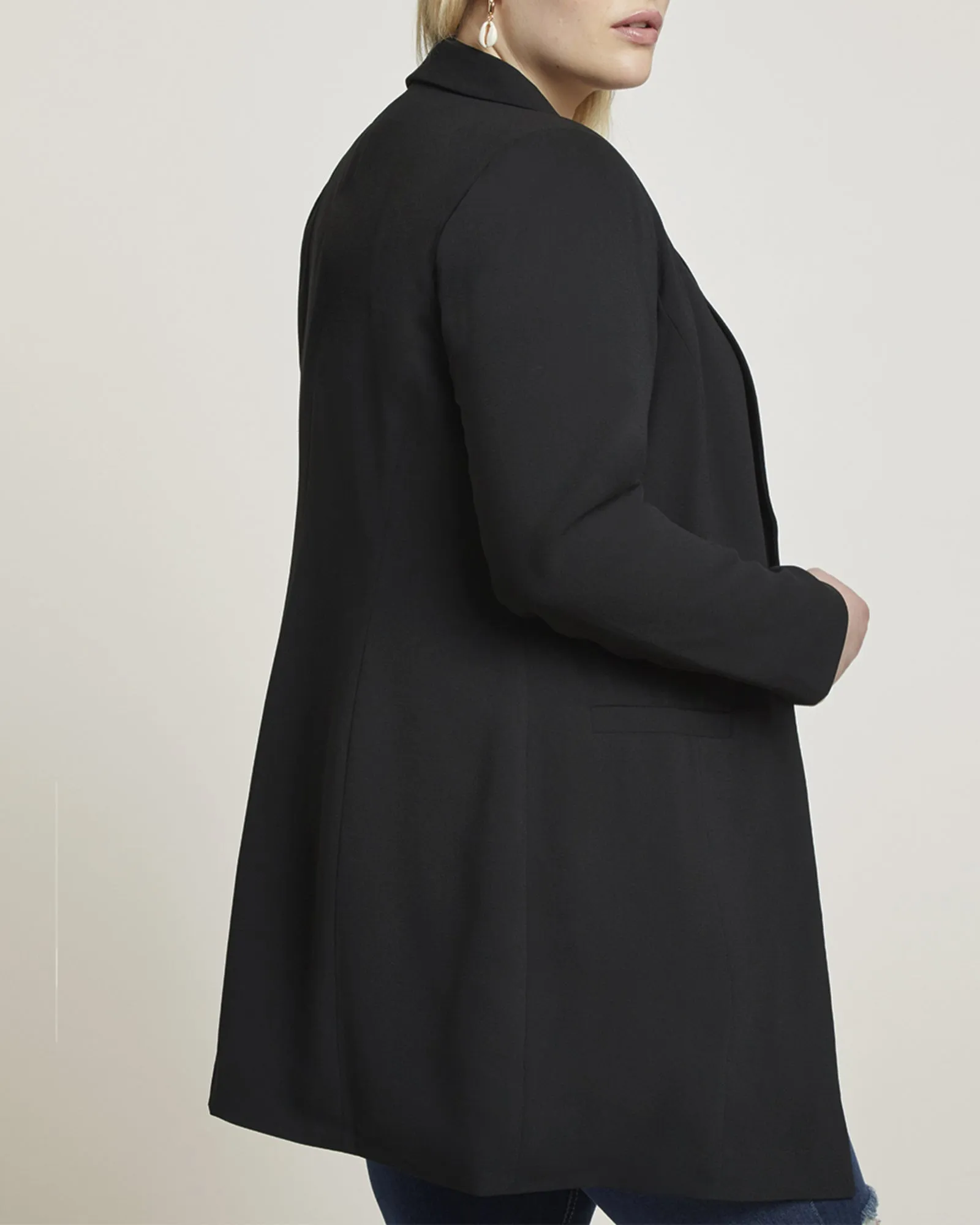 Shayna Long Shawl Collar Blazer | Black