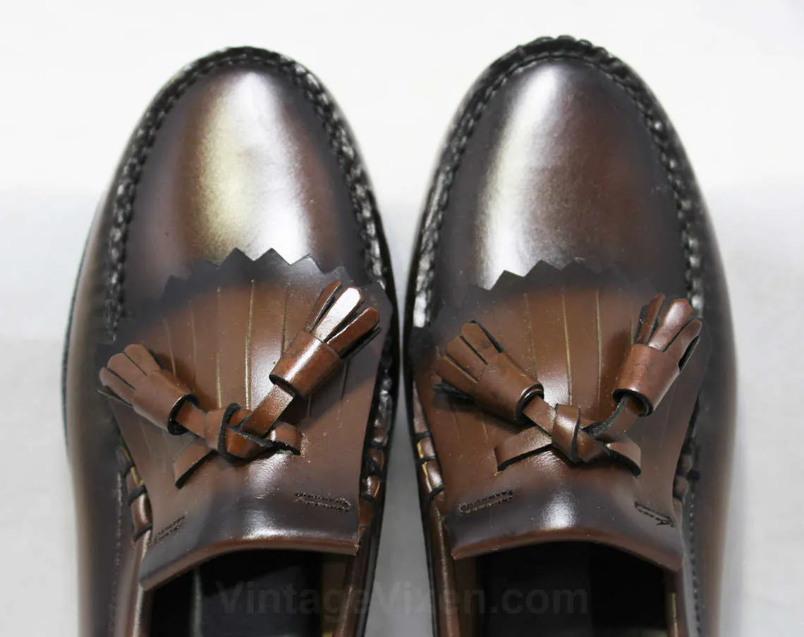 Size 3.5 Boys Shoes - Authentic 1950s Brown Leather Loafers - Child Size Boy's 3 1/2 D - Slip On 50's Shoe - 50s Deadstock in Box NIB