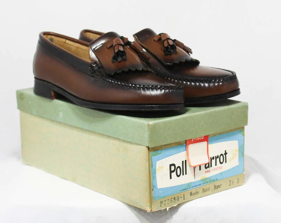 Size 3.5 Boys Shoes - Authentic 1950s Brown Leather Loafers - Child Size Boy's 3 1/2 D - Slip On 50's Shoe - 50s Deadstock in Box NIB