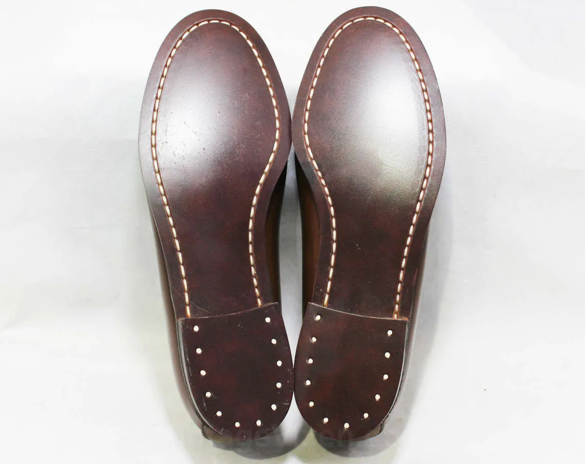 Size 3.5 Boys Shoes - Authentic 1950s Brown Leather Loafers - Child Size Boy's 3 1/2 D - Slip On 50's Shoe - 50s Deadstock in Box NIB