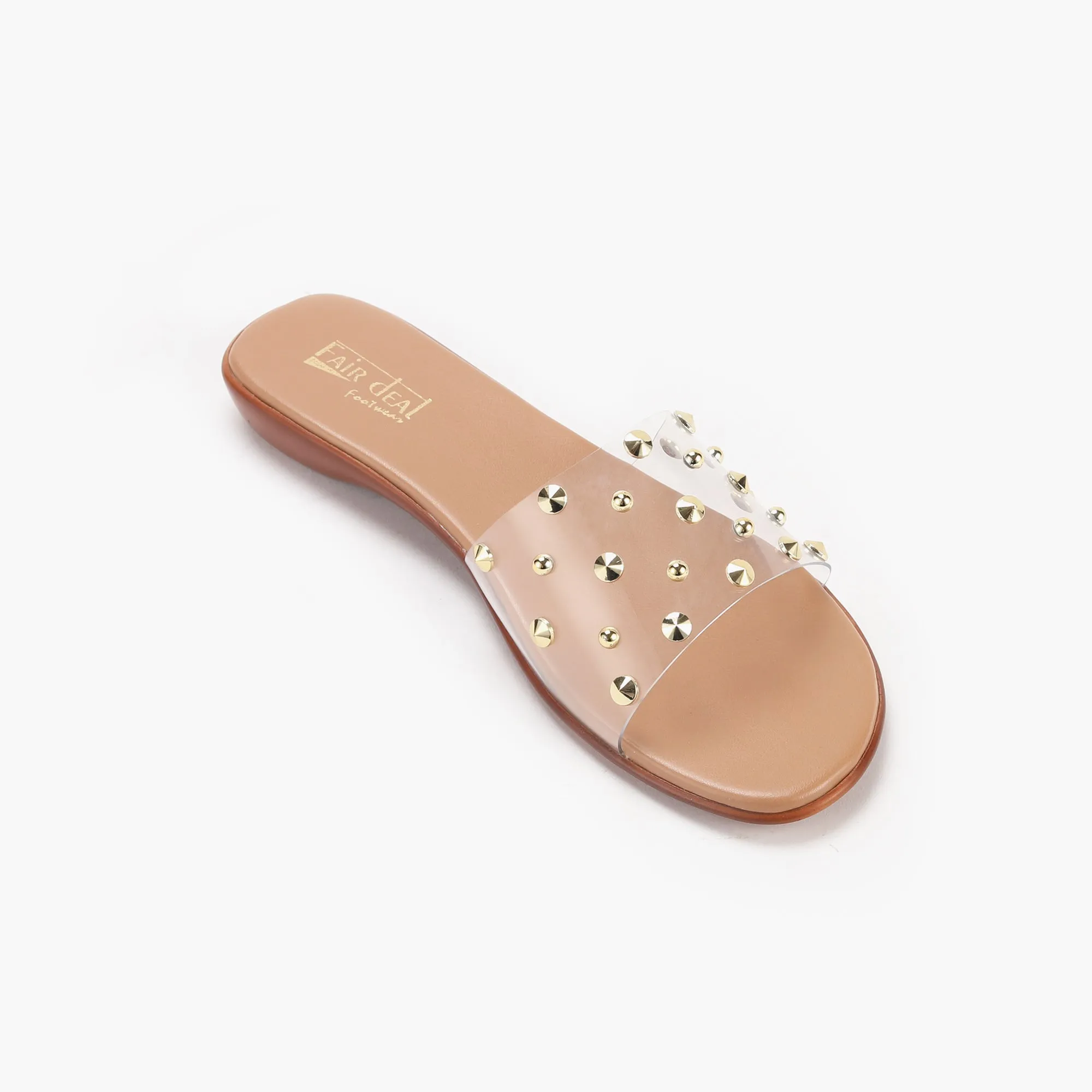 Studded Clear Strap Slides