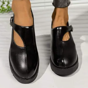 Women's Black Thick Sole Casual Shoes 76223283C