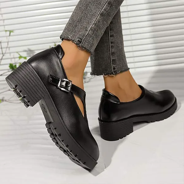 Women's Black Thick Sole Casual Shoes 76223283C